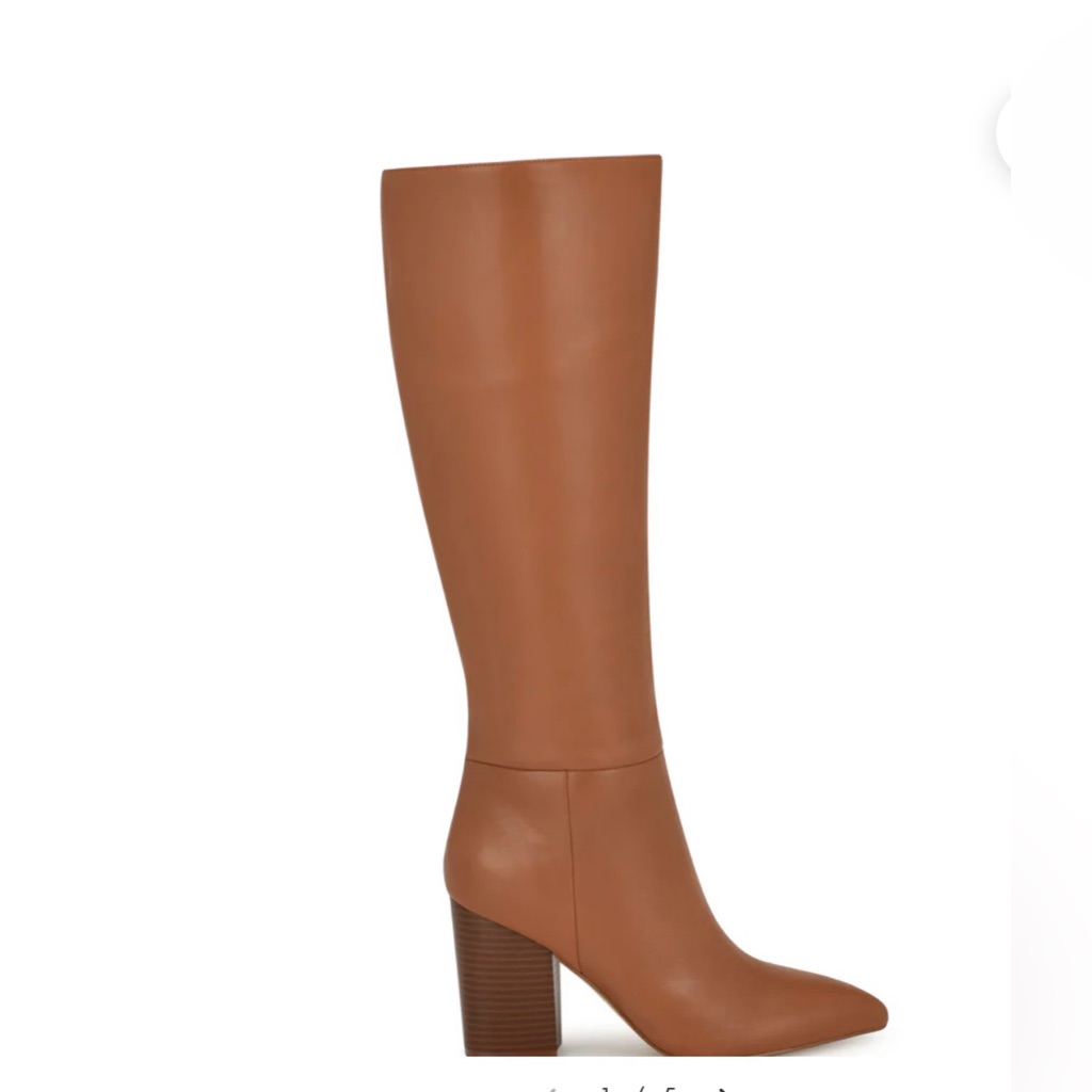 Nine West Peachey Heeled Boots Size 8.5 Color: Natural Leather